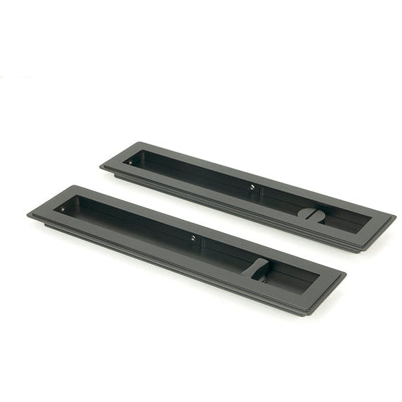 From The Anvil - 250mm Art Deco Rectangular Pull - Privacy Set - Matt Black - 50211 - Choice Handles