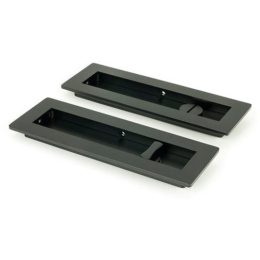 From The Anvil - 175mm Plain Rectangular Pull - Privacy Set - Matt Black - 50212 - Choice Handles