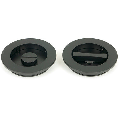 From The Anvil - 75mm Plain Round Pull - Privacy Set - Matt Black - 50221 - Choice Handles