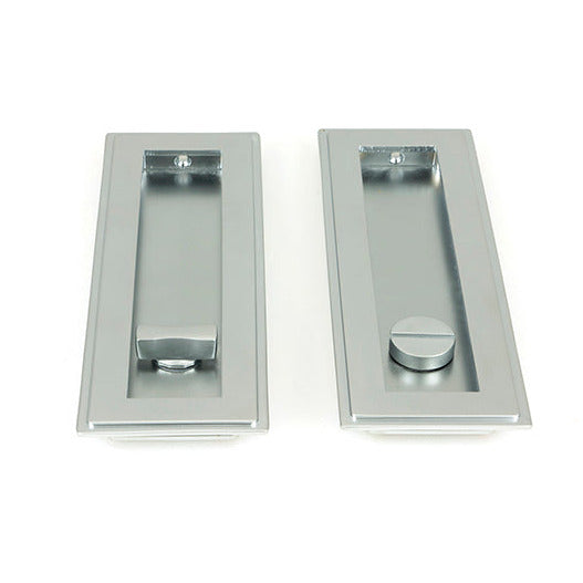 From The Anvil - 175mm Art Deco Rectangular Pull - Privacy Set - Satin Chrome - 50640 - Choice Handles