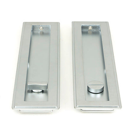 From The Anvil - 250mm Art Deco Rectangular Pull - Privacy Set - Satin Chrome - 50641 - Choice Handles