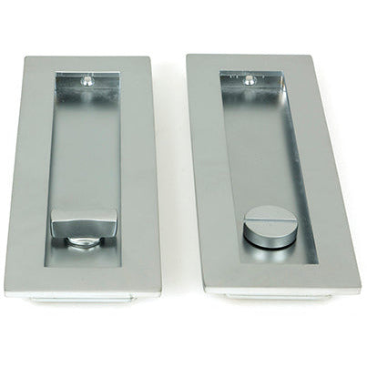 From The Anvil - 175mm Plain Rectangular Pull - Privacy Set - Satin Chrome - 50642 - Choice Handles