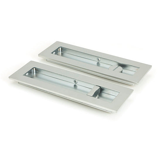 From The Anvil - 175mm Plain Rectangular Pull - Privacy Set - Satin Chrome - 50642 - Choice Handles