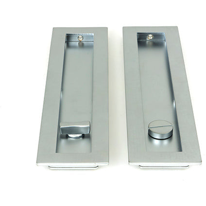 From The Anvil - 250mm Plain Rectangular Pull - Privacy Set - Satin Chrome - 50643 - Choice Handles