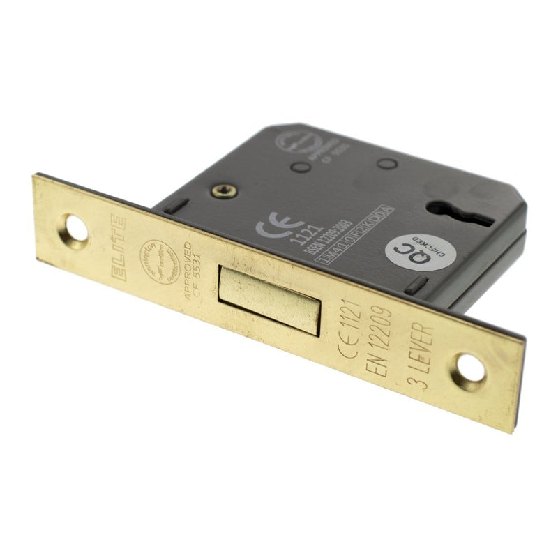 Atlantic 3 Lever Key Deadlock [CE] 2.5" 63mm - Polished Brass - ALKDEAD3LK25PB - Choice Handles