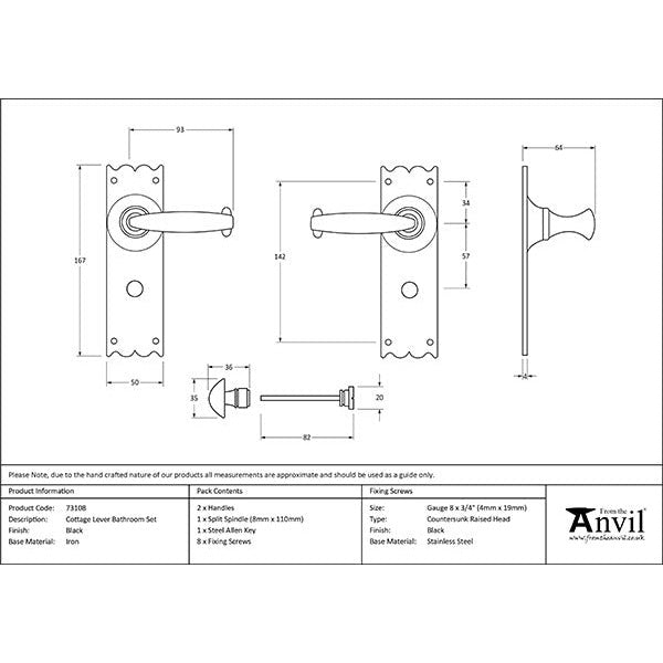 From The Anvil - Cottage Lever Bathroom Set - Black - 73108 - Choice Handles