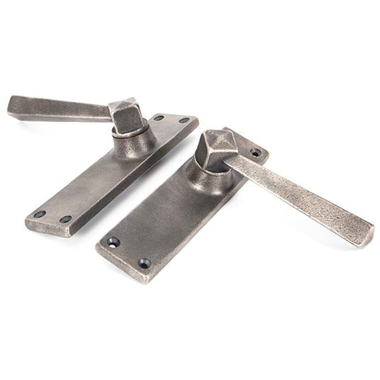 From The Anvil - Straight Lever Latch Set - Antique Pewter - 73116 - Choice Handles