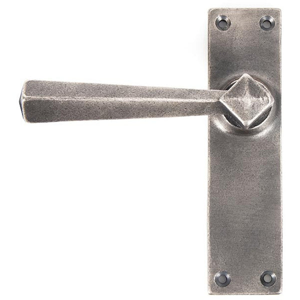 From The Anvil - Straight Lever Latch Set - Antique Pewter - 73116 - Choice Handles