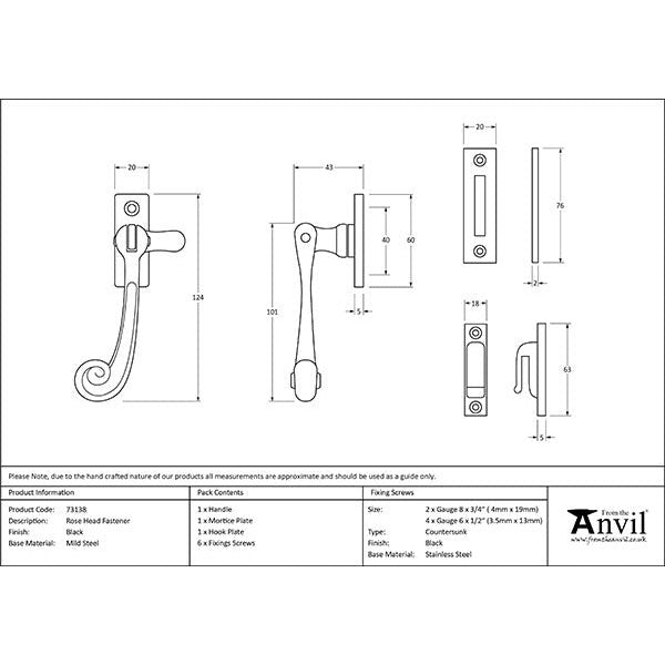 From The Anvil - Rosehead Fastener - Black - 73138 - Choice Handles