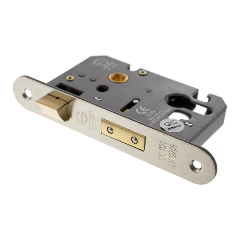 Atlantic Euro Radius Corner Sashlock [CE] 3" 76mm - Polished Nickel - ALKRCSASHE3PN - Choice Handles