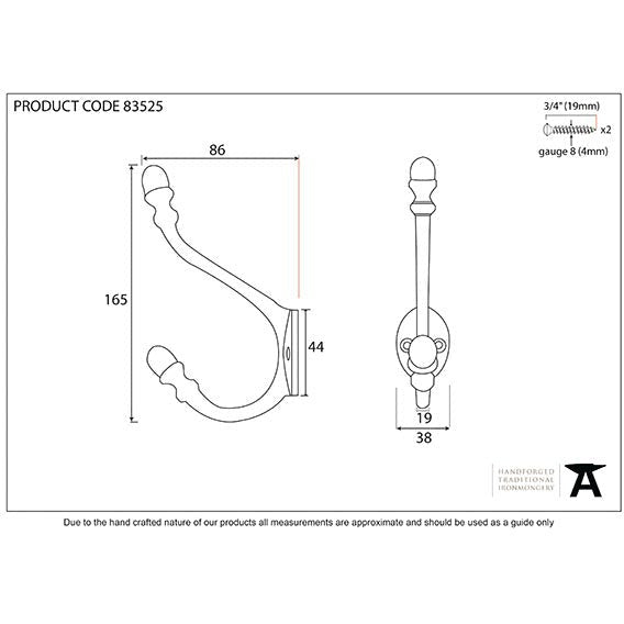 From The Anvil - 6 1/2" Hat & Coat Hook - Polished Brass - 83525 - Choice Handles