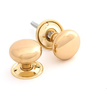 From The Anvil - Mushroom Mortice/Rim Knob Set - Polished Brass - 83564 - Choice Handles