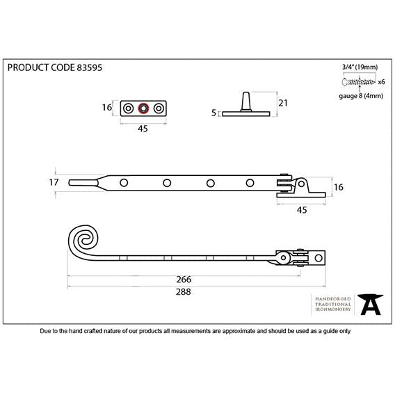 From The Anvil - 10" Monkeytail Stay - Polished Brass - 83595 - Choice Handles