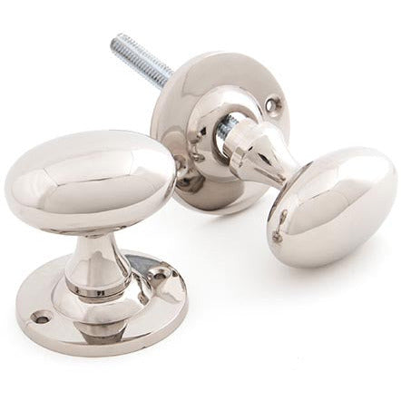 From The Anvil - Oval Mortice/Rim Knob Set - Polished Nickel - 83629 - Choice Handles