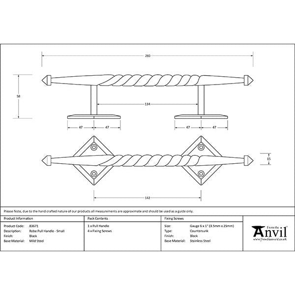 From The Anvil - Robe Pull Handle - Black - 83671 - Choice Handles