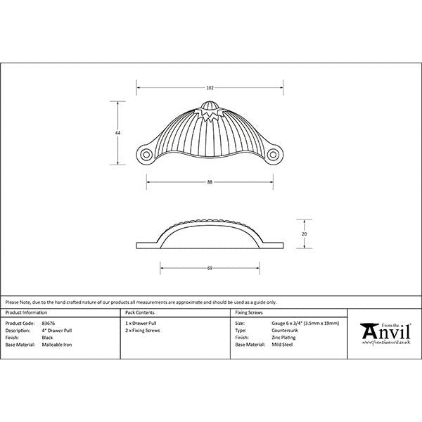 From The Anvil - " Flower Drawer Pull - Black - 83676 - Choice Handles