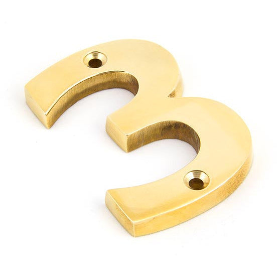 From The Anvil - Numeral 3 - Polished Brass - 83713 - Choice Handles