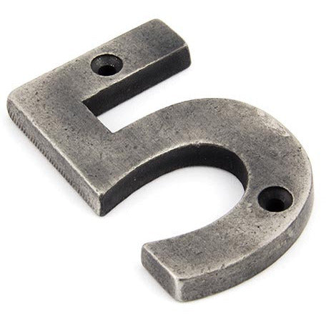 From The Anvil - Pewter Numeral 5 - Antique Pewter - 83735 - Choice Handles