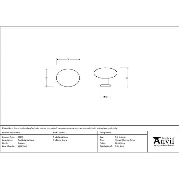 From The Anvil - Oval Cabinet Knob - Beeswax - 83791 - Choice Handles