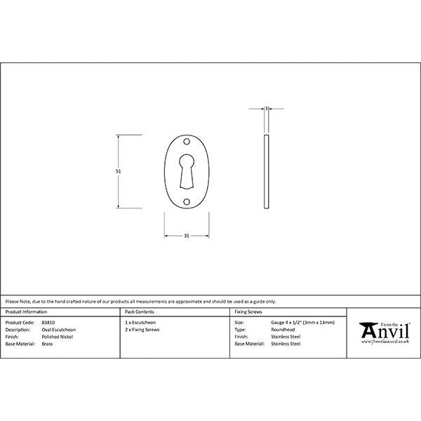 From The Anvil - Oval Escutcheon - Polished Nickel - 83810 - Choice Handles