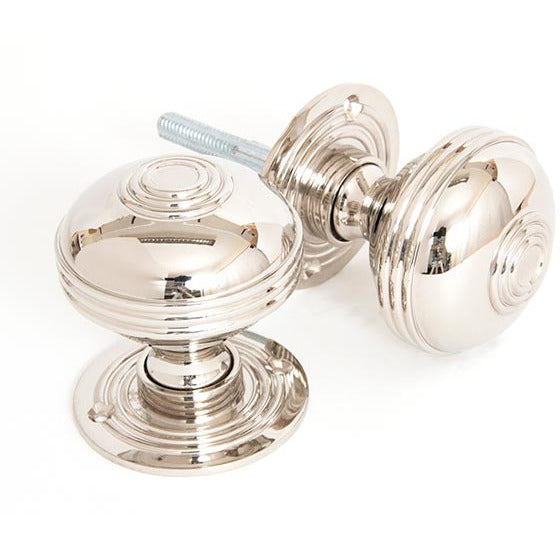 From The Anvil - 63mm Prestbury Mortice/Rim Knob Set - Polished Nickel - 83856 - Choice Handles