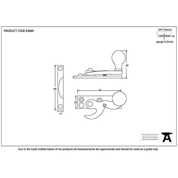 From The Anvil - Prestbury Sash Hook Fastener - Polished Brass - 83889 - Choice Handles