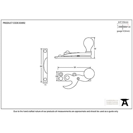 From The Anvil - Prestbury Sash Hook Fastener - Polished Chrome - 83892 - Choice Handles