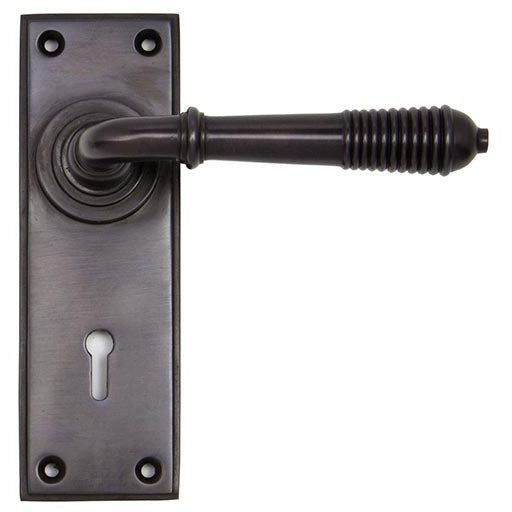 From The Anvil - Reeded Lever Lock Set - Aged Bronze - 83953 - Choice Handles