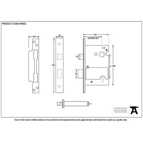 From The Anvil - 2 ½" 5 Lever Heavy Duty BS Sash Lock - Black - 90052 - Choice Handles