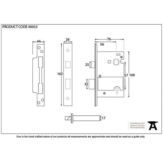 From The Anvil - 3" 5 Lever Heavy Duty BS Sash Lock - Black - 90053 - Choice Handles