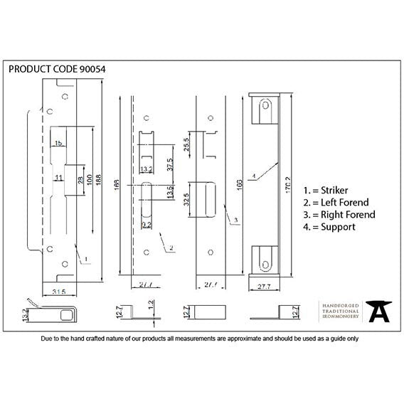 From The Anvil - ½" Rebate Kit for HD Sash Lock - Black - 90054 - Choice Handles