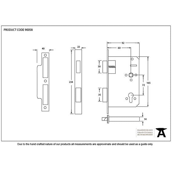 From The Anvil - 60mm Backset 72mm Centre - Euro Sashlock - Black - 90058 - Choice Handles