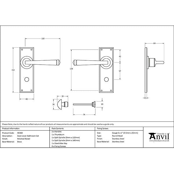 From The Anvil - Avon Lever Bathroom Set - Polished Nickel - 90368 - Choice Handles