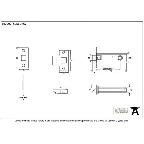 From The Anvil - 3" Tubular Mortice Latch - Polished Nickel - 91082 - Choice Handles