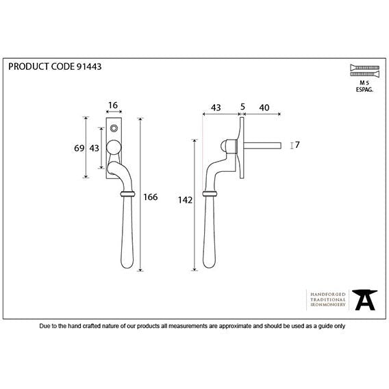 From The Anvil - Newbury Espag - RH - Aged Brass - 91443 - Choice Handles