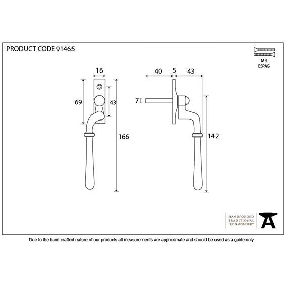 From The Anvil - Newbury Espag - LH - Aged Bronze - 91465 - Choice Handles