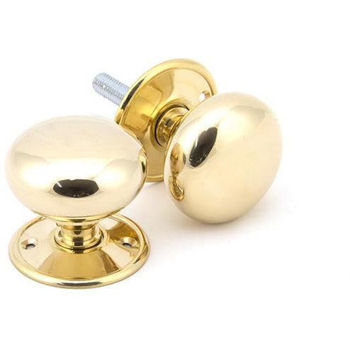 From The Anvil - 57mm Mushroom Mortice/Rim Knob Set - Polished Brass - 91529 - Choice Handles