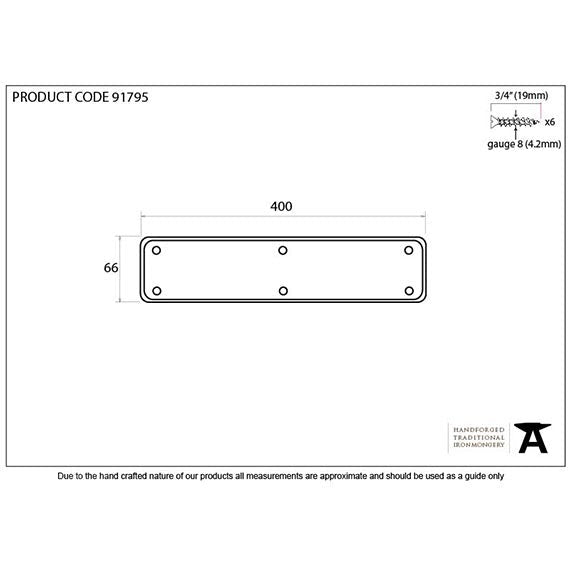 From The Anvil - 400mm Plain Fingerplate - Beeswax - 91795 - Choice Handles