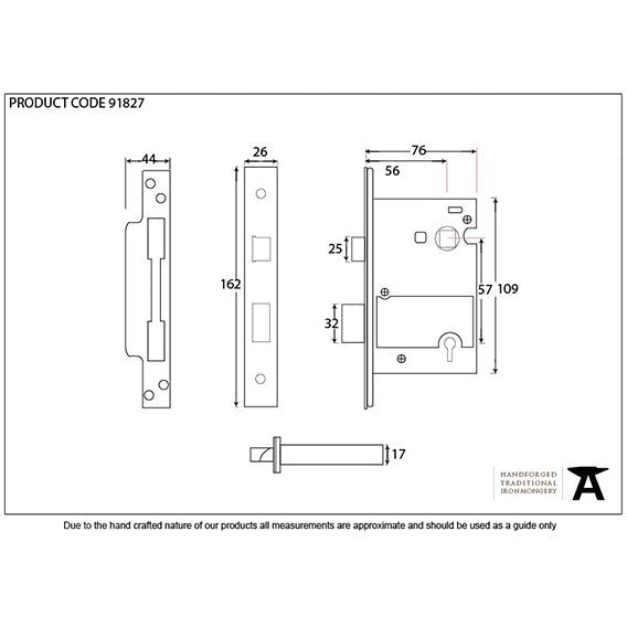 From The Anvil - 3" Heavy Duty BS Sash Lock - PVD Brass - 91827 - Choice Handles