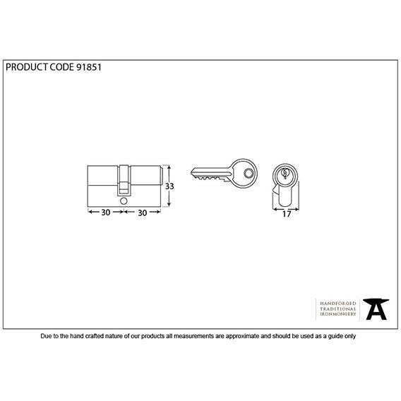 From The Anvil - 30/30 Euro Cylinder - Satin Chrome - 91851 - Choice Handles