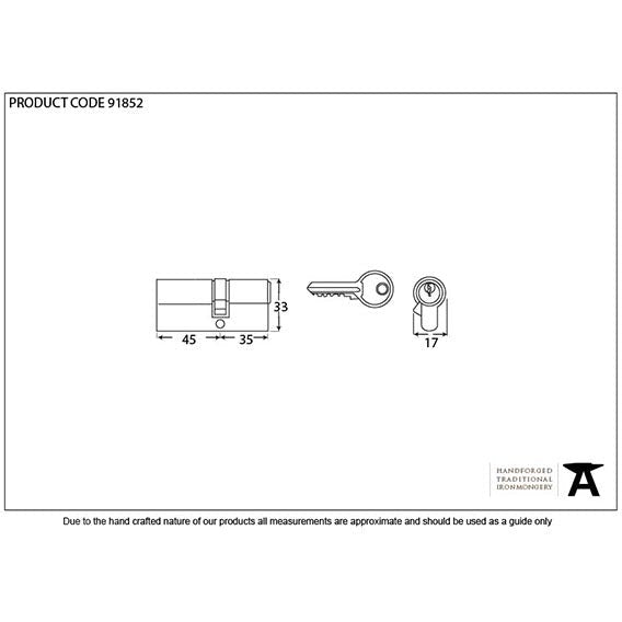 From The Anvil - 35/45 Euro Cylinder - Satin Chrome - 91852 - Choice Handles