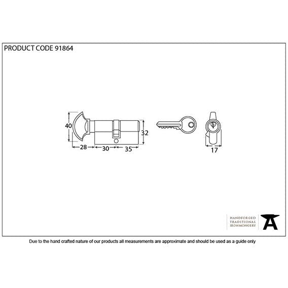 From The Anvil - 30T/35 6pin Euro Cylinder/Thumbturn - Black - 91864 - Choice Handles