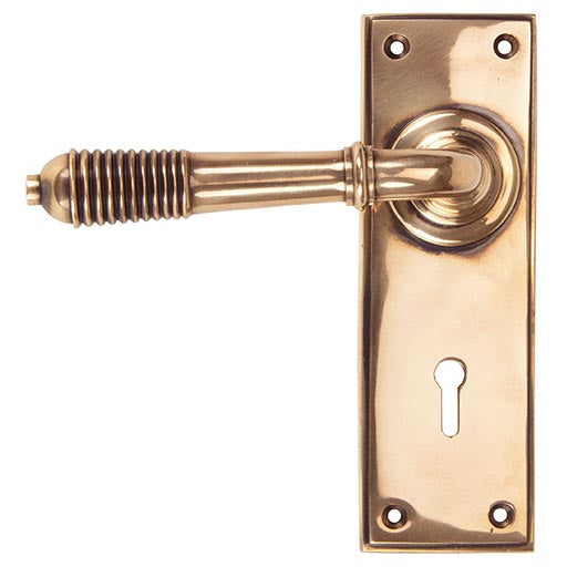 From The Anvil - Reeded Lever Lock Set - Polished Bronze - 91913 - Choice Handles