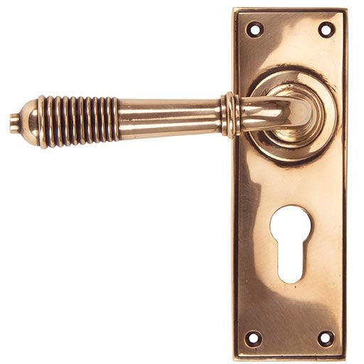 From The Anvil - Reeded Lever Euro Lock Set - Polished Bronze - 91916 - Choice Handles