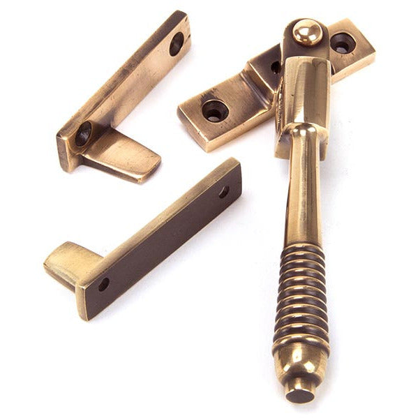 From The Anvil - Night-Vent Locking Reeded Fastener - Polished Bronze - 91941 - Choice Handles