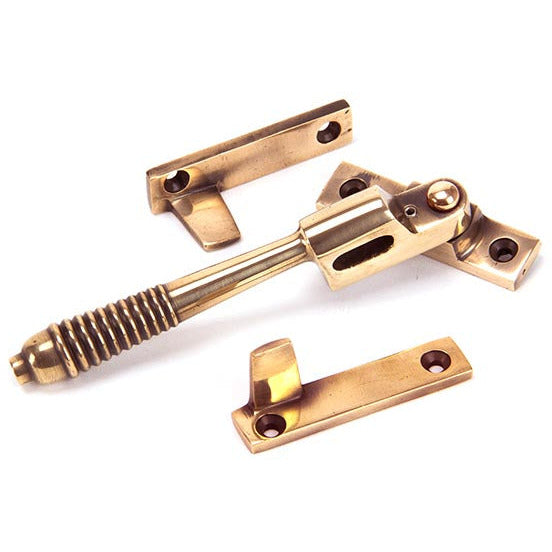 From The Anvil - Night-Vent Locking Reeded Fastener - Polished Bronze - 91941 - Choice Handles