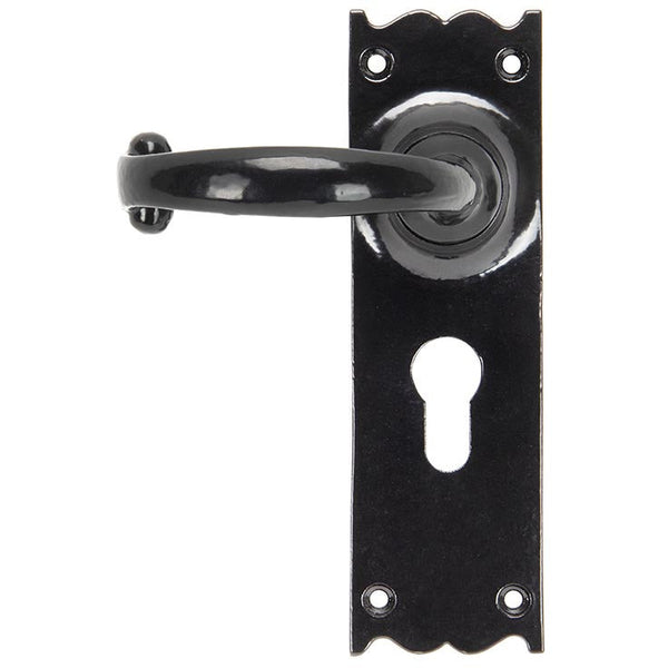 From The Anvil - Cottage Lever Euro Lock Set - Black - 91966 - Choice Handles