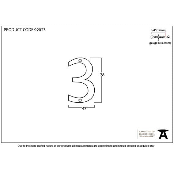 From The Anvil - Numeral 3 - Polished Bronze - 92023 - Choice Handles