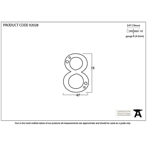 From The Anvil - Numeral 8 - Polished Bronze - 92028 - Choice Handles