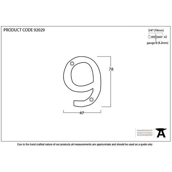 From The Anvil - Numeral 9 - Polished Bronze - 92029 - Choice Handles